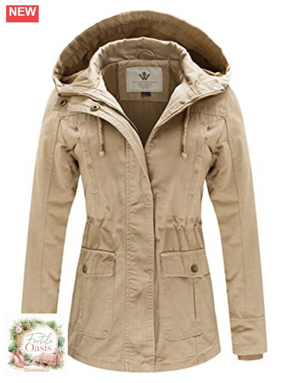 Women's Cotton Military Anorak Jacket Slim Fit Zip Up Utility Coat